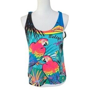 Vintage Lifestyles Belize Tropical Parrot Toucan Tank Top Medium Made‎ in USA